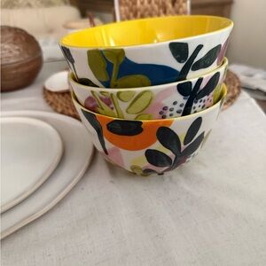Anthropologie Cassie Byrnes Floral Ceramic Bowl